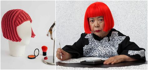 This Crochet Wig Reminds Me of Yayoi Kusama's Bright Red Bob ... and Halloween is Coming You Know ... link to the FREE pattern ... #crochet #wig #halloween #yayoikusama We Are Infinite, Red Bob, Crochet Wig, Free Pattern Crochet, Halloween Is Coming, Yayoi Kusama, Pull Off, Pattern Crochet, Crochet Animals