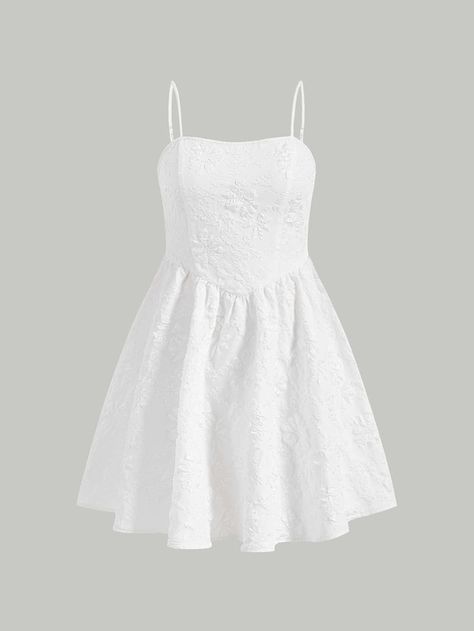 SHEIN Elegant Teen Girl'S Jacquard Party Birthday Dress With Ruffles, Pleats And Splicing For Summer Plain White Dress, Girls White Dress, Teen Girl Dresses, Dress With Ruffles, Girls Dresses Summer, Birthday Dress, Bean Recipes, Dresses For Teens