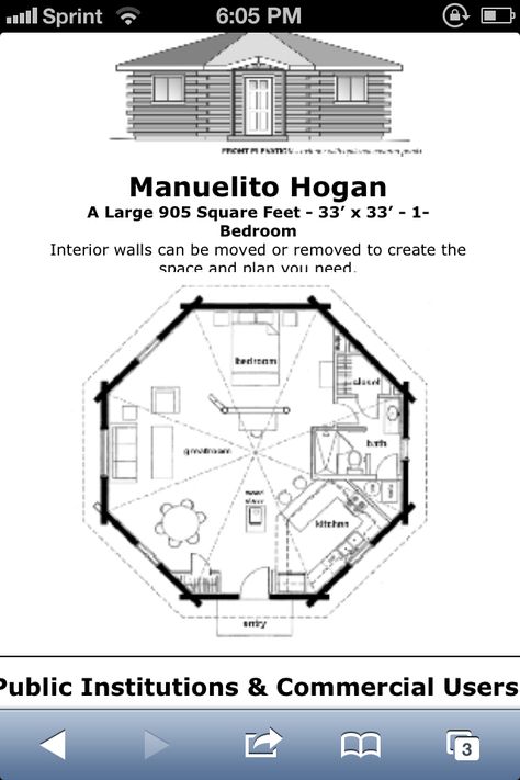 Hogan layout Yurt Living Floor Plans, Yurt Home Floor Plans, Octagon Cabin Floor Plans, Hogan House, Heartland House Floor Plan, Yurt Floor Plans 30', Round House Plans, Octagon House, Blueprint Drawing