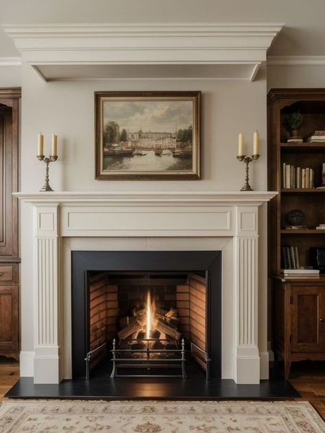 Classic Homes & Landscapes Classic Fireplace, Living Room Built Ins, Classic Homes, Vintage Fireplace, Dining Room Combo, Traditional Fireplace, Fireplace Remodel, Home Fireplace, Fireplace Makeover