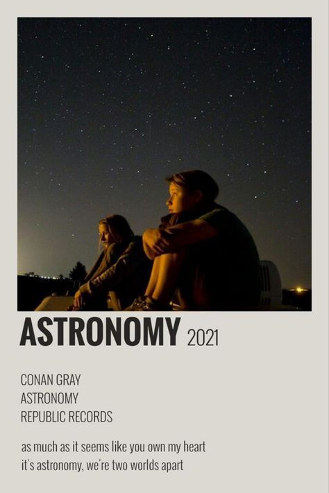 Song Posters Conan Gray, Astronomy Conan Gray Poster, Gray Album Covers, Songs Poster, Song Posters, Conan Grey, Astronomy Poster, Mini Polaroid, Polaroid Posters