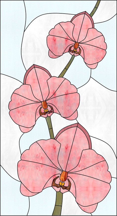 We used our Color tool on this Orchid design to plan out colors for a new project! Stained Glass Orchid, Stained Glass Wood, Quilting Applique, Orchid Design, Glass Ideas, Stained Glass Mosaic, Stained Glass Patterns, New Project, Rug Hooking