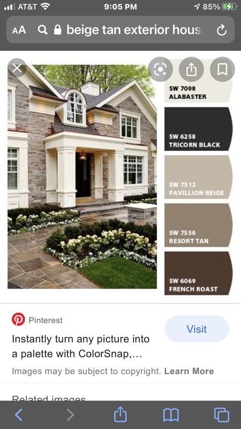 Red Brick House Exterior Siding Color Combos, Exterior House Paint Color Combinations With Brown Roof, Cream Exterior House Color Brown Roof, Red Brick Brown Roof Exterior Houses, Stucco Exterior Colors Brown Roof, Exterior Color Palette Brown Roof, Tan Brick House Exterior, Brown Home Exterior Stucco, Brown Brick Exterior