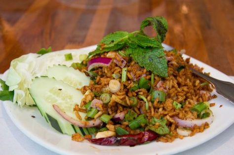 Nam Kao Tod Nam Khao Recipe, Khao Man Gai (thai-style Chicken And Rice), Khao Soi, Asian Fusion, Rice Salad, Pickled Vegetables, Thai Dishes, Beef Short Ribs, Chicken Stuffed Peppers