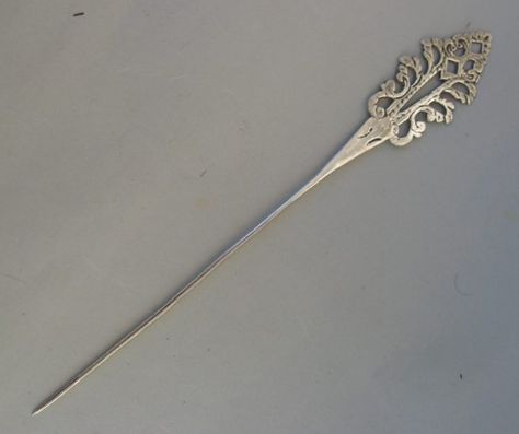 Silver hair pin Silver Hair Stick, Art Deco Hair Pin, Sterling Silver Hair Pins, Vintage Hair Pin, Hat Pins Vintage, Vintage Hair Pins, Silver Hair Pins, Silver Hat, Silver Hair Pin