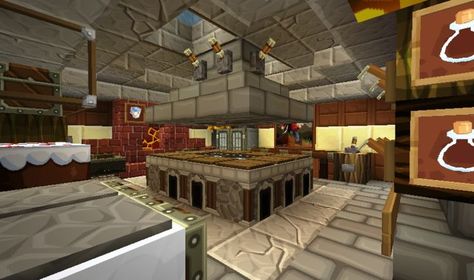 I wish I had that texture pack :-) Minecraft Kitchen Ideas Modern, Minecraft Castle Walls, Minecraft Kitchen Design, Kitchen Minecraft, Minecraft Kitchens, Minecraft Houses For Girls, Castle Kitchens, Minecraft Houses Blueprints, Minecraft Interior