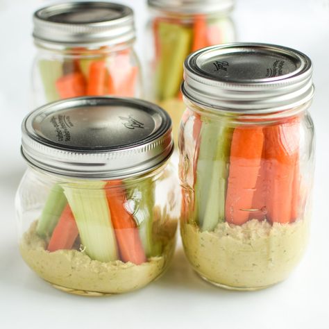 If you've got some mason jars around your house, prep any veggies you want and pair them with this hummus for a super simple and tasty on-the-go snack! Snack Prep: Veggie Sticks with Easy Pesto Hummus recipe and veggie ideas! #snackprep #mealprep #masonjars Mason Jar Snacks, Hummus Snack, Veggie Sticks, Classic Hummus, Pesto Hummus, Veggie Ideas, Snack Prep, Snack Jars, On The Go Snacks