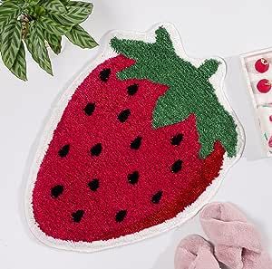 Strawberry Bathroom, Fun Bath Mats, Red Bath Mat, Funky Bathroom, Rugs Washable, Cute Bath Mats, Strawberry Flower, Bathroom Red, Christmas Rugs