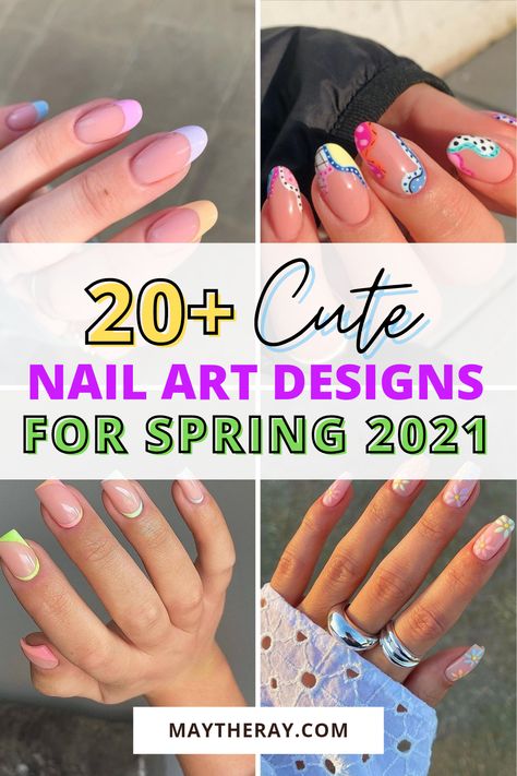 From French tips with bright pastel colors to floral acrylic nail art designs, here are 20+ stunning spring nails that you'll definitely want to copy #nails #nailart #naildesigns #acrylicnails Spring Colored French Tip Nails, Spring Color French Tip Nails, Spring Nails French Tip Pastel, Pastel Tips Nails, French Pastel Nails, French Tip Nails Spring, Spring French Tips, French Tip Spring Nails, Nail Two Colors