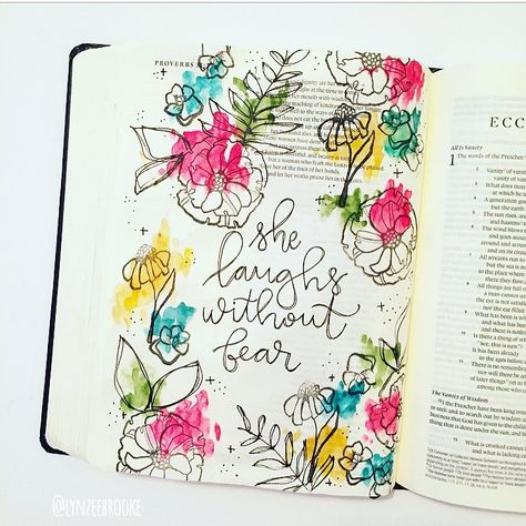 Proverbs 31 Bible Journaling Art, Creative Notes, Watercolor Bible, Bible Journaling Ideas, Beautiful Dawn, Bible Journaling For Beginners, Bible Journaling Supplies, Bible Drawing, Cute Bibles