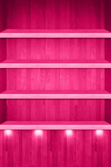 Fuchsia iPhone Shelf Wallpaper Home Screen Wallpapers, Wooden Shelf Design, Pink Shelves, Ipod Wallpaper, Retina Wallpaper, Unique Wallpapers, Power Wallpaper, Wallpaper Shelves, Screen Wallpapers