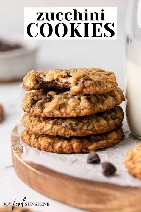 These zucchini cookies have crispy edges & soft & chewy centers. They’re infused with vanilla & cinnamon and are easy to make – no chilling required! They are the best zucchini chocolate chip cookies you’ll ever taste! Zucchini Oatmeal Chocolate Chip Cookies, Zucchini Oatmeal Raisin Cookies, Zucchini Cookies Recipes Chocolate Chips, Easy Zucchini Cookies, Easy Zucchini Cookies Recipes, Zucchini Cookies Recipes, Health Benefits Of Zucchini, Benefits Of Zucchini, Oatmeal Zucchini