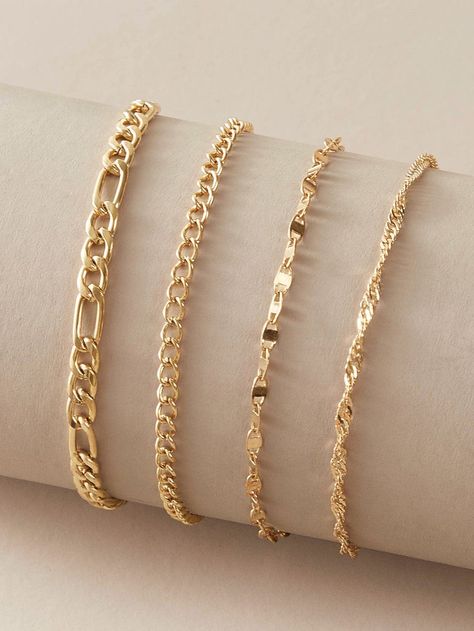 Yellow Gold Fashionable Collar  Zinc Alloy  Anklet Embellished   Jewelry خواتم خطوبة, قلادات متدلية, Inexpensive Jewelry, Gold Bracelet For Women, Chain Fashion, Gold Bracelets, Classy Jewelry, Jewelry Lookbook, Jewelry Photography