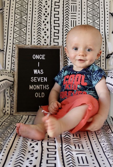 7 Month Milestone Letter Board, 7 Month Old Letter Board, 7 Month Old Photo Ideas, 7 Month Photo Ideas, 5 Month Old Letterboard Ideas, Baby 7 Month Photoshoot, 7 Months Old Caption, 7 Month Letter Board Ideas, 7 Month Picture Ideas