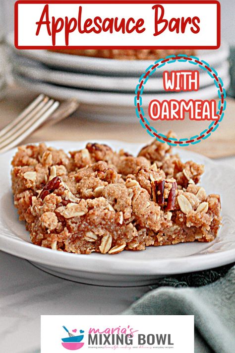 This Applesauce Bars with Oatmeal are tender, flavorful, and make a great snack on the go or an easy breakfast that you can make ahead. Applesauce Recipes Desserts, Applesauce Oatmeal Bars, Applesauce Bars, Bars With Oatmeal, Applesauce Recipes, Applesauce Oatmeal, Snack On The Go, Baking Recipes Pie, Apple Sauce Recipes