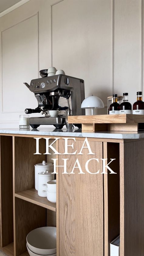 Instagram Ikea Ivar Coffee Bar, Coffee Corner Kitchen, Ikea Kitchen Island, Diy Organizer, Diy Kitchen Island, Coffee Corner, Ikea Kitchen, Ikea Diy, Diy Organization