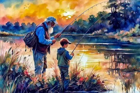 Grandfather Teaching Grandson How To Fish Life Of Jesus Christ, How To Fish, Power Of God, Free Illustration, Jigsaw Puzzle, Jigsaw Puzzles, New Life, Friends And Family, Stock Illustration