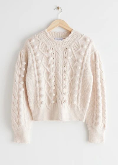 Cable Knit Sweater - White - Sweaters - & Other Stories US Oversize Knit, Oversized Knitted Sweaters, Cream Sweater, Cable Knit Sweater, Cool Sweaters, Knit Outfit, Fashion Story, Wool Blend Sweater, Knitted Blankets