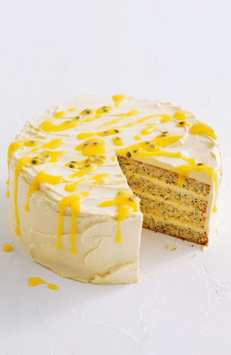 Passionfruit Cake, Poppy Seed Cake Recipe, Thai Dinner, Passion Fruit Cake, Fruit Curd, Poppyseed Cake, Passionfruit Recipes, Lemon Poppyseed Cake, Decadent Chocolate Desserts