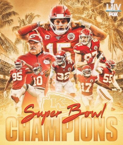 Champs Posters, Chiefs Wallpaper, Super Bowl Outfit, Kc Chiefs Football, Nfl Football Art, Kansas City Chiefs Logo, Chiefs Super Bowl, Superbowl Champions, Chiefs Logo