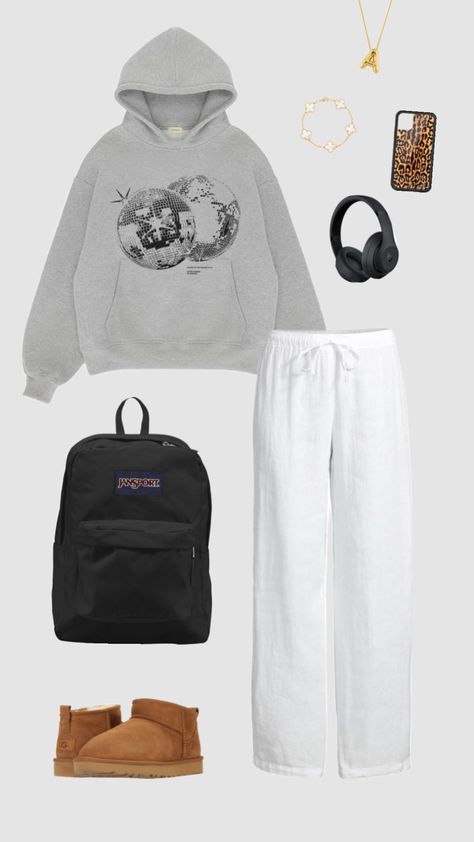 back to school aesthetic outfit inspiration comfy lazy day outfit Comfortable School Outfits Lazy Days, Sweatpants Outfit For School Lazy Days, Cozy School Outfits Lazy Days, Comfy Outfits For School Lazy Days, Lazy School Outfit Sweatpants, Comfy School Outfits Lazy Days Leggings, Lazy Girl Aesthetic, Cozy Fit Everyday Hoodie, Cozy School Outfits