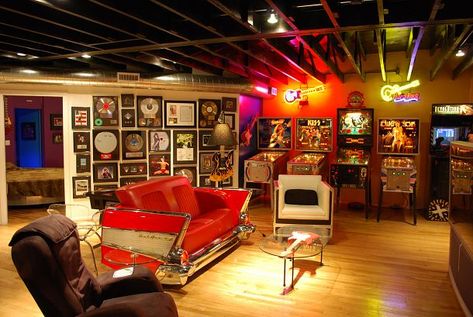 My Rock N Roll Loft / ManCave! Rock And Roll Room, Rock Room, Ultimate Man Cave, Man Cave Basement, Cave Home, Man Cave Home Bar, My Rock, Garage Band, Estilo Rock