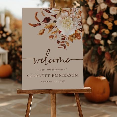 Elegant Fall Bridal Shower Foam Board Autumn Romance, Shower Foam, Fall Bridal Shower, Shower Supplies, Elegant Fall, Shower Design, Wedding Sign, Foam Board, Wedding Shower