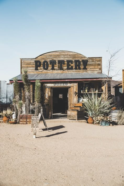 Pioneer Town California | Palm Springs Travel Guide Pioneer Town California, Small Desert Town, Pioneer Town, Palm Springs Travel, Vintage Store Ideas, Wild West Town, Old Western Towns, Styled Snapshots, Old West Town