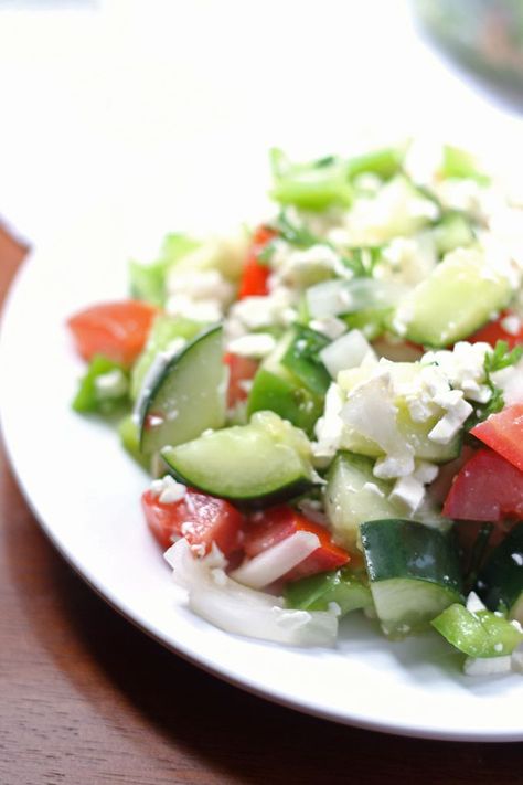 Shopska Salad recipe (Bulgarian Salad) | Honey and Birch Bulgarian Salad, Bulgarian Dishes, Gf Sides, Shopska Salad, Feast Recipes, Greek Orzo, Greek Orzo Salad, Yummy Fruit, Salads Recipes