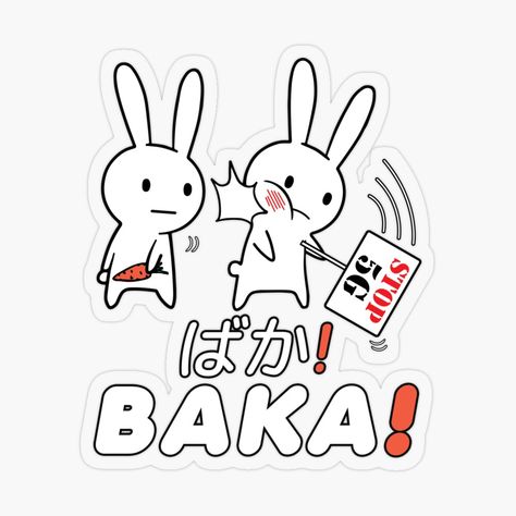 Anime Rabbit, Plastic Stickers, Easily Distracted, Personalized Water Bottles, Iphone Wallet, Rabbits, Anime Funny, Peace Gesture, Sticker Design