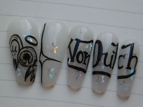 Press on nails inspired by von dutch brand Von Dutch Nails, Nails Inspired, Von Dutch, Charli Xcx, Press On Nails, Nails