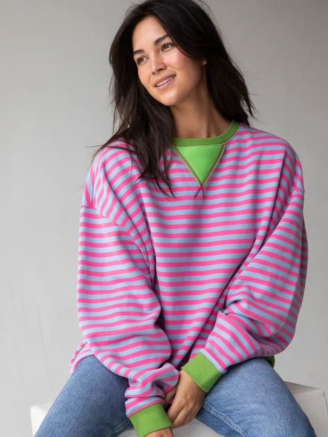 Sweatshirts – Natural Life Cute Oversized Sweaters, Cozy Gifts, Striped Sweatshirt, Floral Hoodie, Striped Sweatshirts, Turquoise And Purple, Cozy Gift, Pink Lavender, Bold Stripes