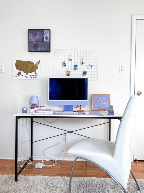 Yes you already know I love purple 💜 here’s my productivity desk setup #usrn goals Purple Imac Desk Setup, Purple Imac, Productivity Desk Setup, Girlie Office, Imac Desk, Desk Setup Ideas, Imac Desk Setup, Baddie Room, I Love Purple