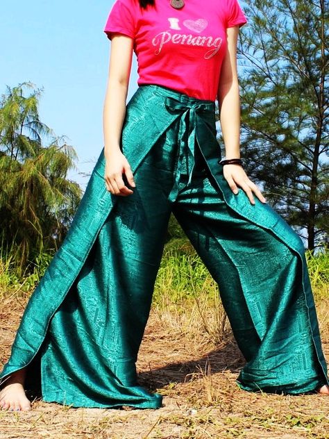 Thai Silk Yoga Pants Fisherman Hippie Pants Wrap Gypsy Pants Plus Size Women Pants: Art on Fabric Fisherman Pants Outfit, Pants Plus Size Women, Art On Fabric, Pants Art, Silk Yoga, Rave Pants, Culture Food, Thai Silk, Hippie Pants