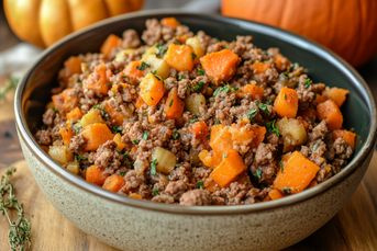 Ground Beef and Pumpkin Dog Food recipe offers a nutritious homemade meal for your pup. Try this easy recipe today! Homemade Dog Food Ground Beef, Dog Food Ground Beef, Homemade Ground Beef Dog Food Recipes, Dog Food With Ground Beef, Dog Food Recipe, Dog Biscuit Recipes, Pets Food, Dog Biscuit, Biscuit Recipes