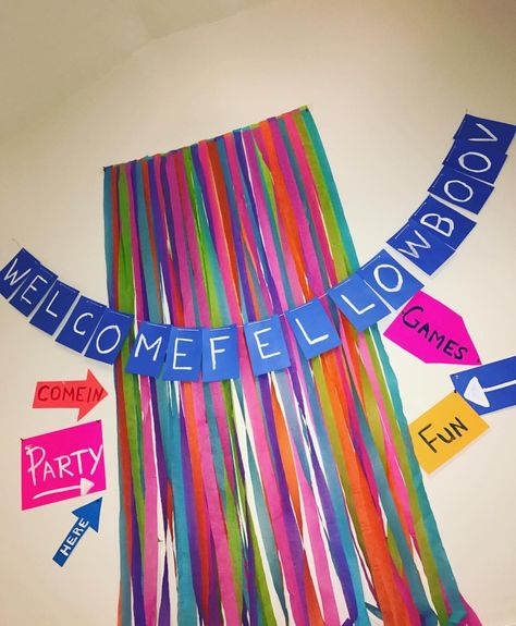 Dreamworks Home Boov Party. Photo Backdrop Home Dreamworks Party, Home Themed Birthday Party Dreamworks, Boov Birthday Party Ideas, Kids Night Out, Dreamworks Home, Kindergarten Decorations, Girly Birthday Party, Birthday Party At Home, Party Photo Backdrop