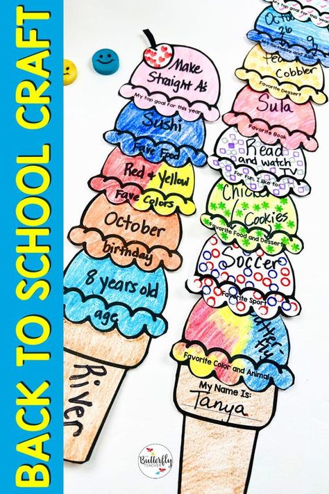 Welcome your students with the “Here’s the Scoop About Me” ice cream craft! This fun and creative get-to-know-you activity is ideal for the first days of school. With 16 editable pages, you can easily customize topics to make it even more relevant for your class. Easy for students to assemble, this craft helps create a friendly and comfortable classroom environment. Perfect for building connections from the start! Comfortable Classroom, About Me Craft, Toddler Journal, Ice Cream Craft, Kindergarten First Week, Creative Ice Cream, All About Me Crafts, First Days Of School, Building Connections