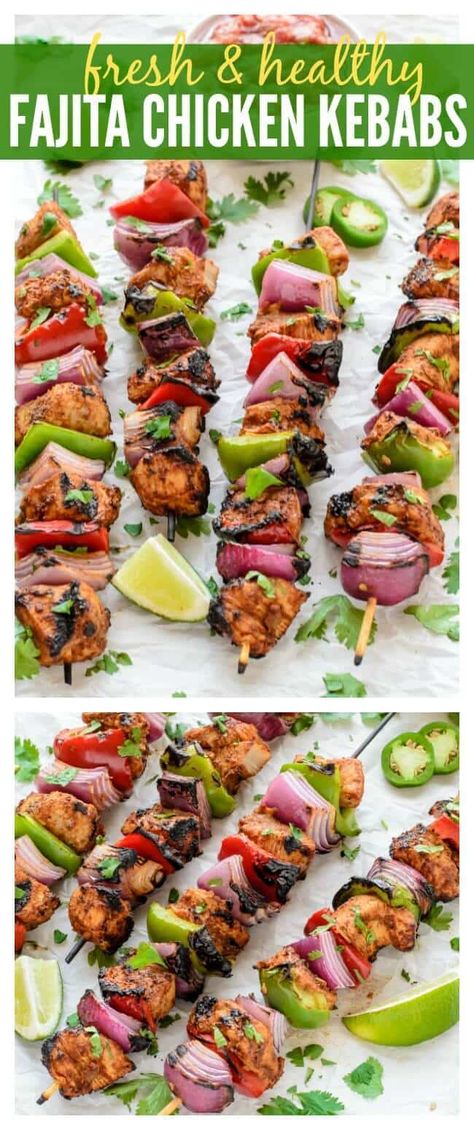 Grilled Fajita Chicken, Fajita Chicken, Chicken Kebab Recipe, Chicken Kebab, Kebab Recipe, Kabob Recipes, Diner Recept, Kebab Recipes, Chicken Kebabs