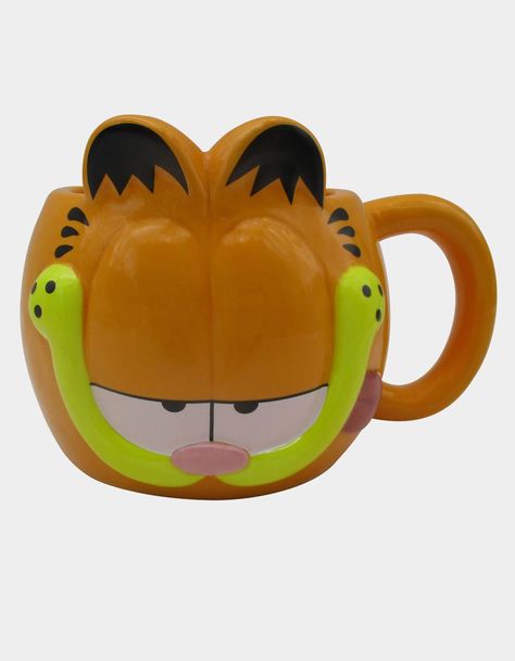 Introducing The Purr-Fect Addition To Your Morning Routine: The Garfield-Shaped Mug! This Charming Ceramic Mug Is Designed In The Likeness Of Everyone's Favorite Lasagna-Loving Feline, Garfield. With Its Iconic Orange Hue And Mischievous Grin, This Mug Is Sure To Bring A Smile To Your Face With Every Sip. 6.42" L X 4.69" W X 4.21" H. 100% Ceramic. Do Not Use In Microwave Or Dishwasher. Hand Wash Only. Imported.officially Licensed. | Garfield Garfield Shaped Mug Garfield Clay Sculpture, Garfield Mug, Garfield Decor, Garfield Accessories, Garfield Merch, Orange Gift Basket, Garfield Stuff, Garfield Halloween, Garfield Plush