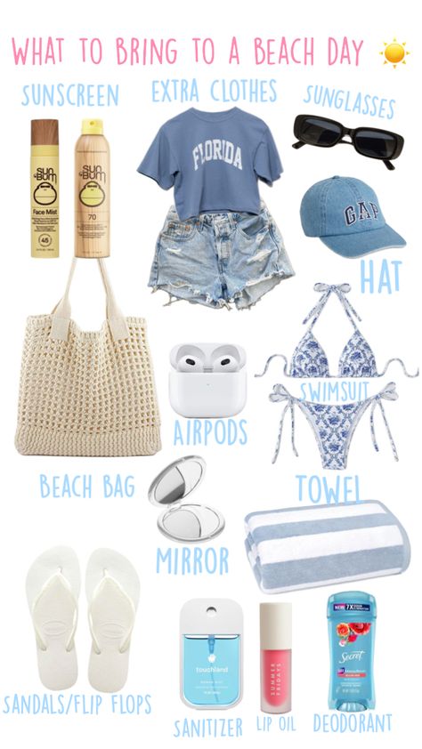 beach day essentials 🎀☀️ Beachy Girl Aesthetic, Summer Bag Essentials, Beach Day Essentials, Beachy Girl, Everyday Bag Essentials, Beach Bag Essentials, Travel Bag Essentials, Beach Towel Bag, Summer Flip Flops