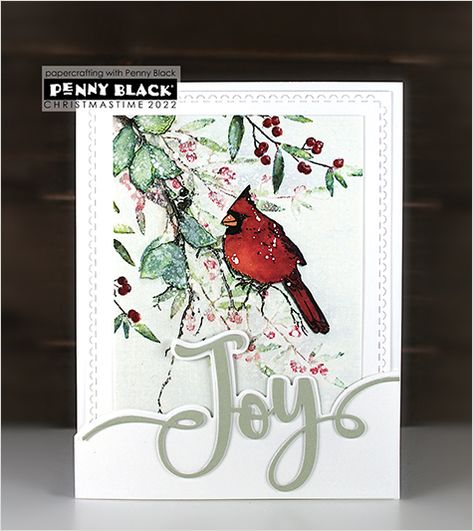 Penny Black Christmas Cards, Penny Black Christmas, Black Christmas Cards, Penny Black Cards, Penny Black Stamps, Joy Cards, Christmas Card Art, Black Stickers, Bramble