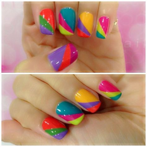 use white to change the intensity; use some neons for flashy summer look.  lots of top coat! Nail Designs 2014, Do It Yourself Nails, Colorful Nail Art, Nail Art Designs Summer, Colorful Nail, Nail Polish Trends, Colorful Nails, Cool Nails, Pretty Nail Art