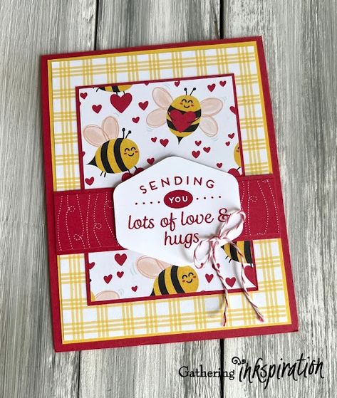 bee Mine paper, heartfelt hexagon punch, bee builder punch, baker's twine, valentine's day card, valentine, love card, love you card, bees, cute bees, happy bees,#ShareStampinUp,#simplestamping,#handmadecards,#stampinup,#CreateWithStampinUp,#cardmaking,#paper,#papercrafts,#papercrafting,#handmade,#handmadecards,#stamping,#crafts,#hobbies,#doityourself,#cardmaker,#handmadebyme,#scrapbook,#stamps,#stamper,#happymail,#cardtutorial,#cardcrafts,#designerseriespaper,#gatheringinkspiration,#amyfrillici Su Bee Mine Cards, Su Bee Mine, Stampinup Heartfelt Hexagon, Stampin Up Sale A Bration 2024 Cards, Su Bee My Valentine, Stampinup Valentine Cards, Stampin Up Bee My Valentine Suite, Su Bee My Valentine Cards, Stampin Up Valentine Cards 2024