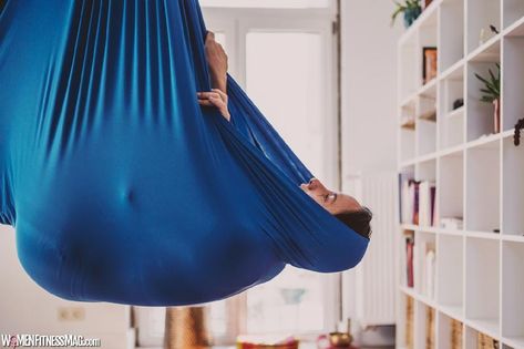 Our Favorite Exercises To Relieve Stress - Women Fitness Magazine Yoga Trapeze, Aerial Yoga Poses, Yoga Inversions, Aerial Silk, Yoga Pictures, Yoga Ball, Aerial Silks, Fitness Magazine, Aerial Yoga