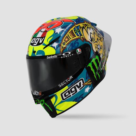 Valentino Rossi Helmet, Motorcycle Helmet Design, Valentino Rossi 46, Way To Save Money, Motorbike Helmet, Helmet Paint, Helmet Design, Valentino Rossi, Moto Gp