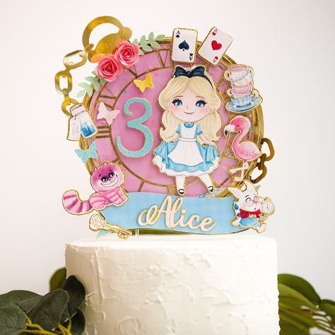 Alice In Wonderland Cake Topper, Alice Name, Cake Topper Ideas, Alice In Wonderland Cake, Alice In Wonderland Decorations, Wonderland Cake, Dino Cake, Alice In Wonderland Cakes, Dinosaur Cake Toppers