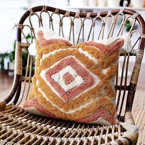 Amazon.com: Merrycolor Boho Throw Pillow Covers 18x18 with Tassels, Decorative Pillow Covers Woven Tufted Bohemian Pillow Covers for Couch Sofa Bedroom Living Room (Orange) : Home & Kitchen Modern Victorian Home, Boho Pillow Covers, Tufted Pillow, Orange Pillow Covers, Bohemian Throw Pillows, Boho Throw Pillow, Couch Pillow Covers, Boho Throw Pillows, Rectangular Pillow Cover