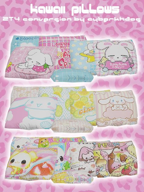 Cc Finds Sims 4, Kawaii Pillows, Los Sims 4 Mods, Kawaii Pillow, Sims Packs, Sims 4 Anime, Sims 4 Clutter, Sims 4 Body Mods, Tumblr Sims 4