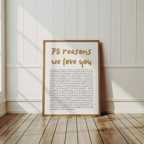 75 Reasons We Love You Cute Retro Poster for Birthday Gift, Personalizes Things We Love About You, 70th Bday Party Surprise Decoration Art - Etsy Poster For Birthday, Printable Gifts, Love You Cute, Best Hug, Printable Gift, Special Birthday, Posters Printable, Bday Party, Retro Poster