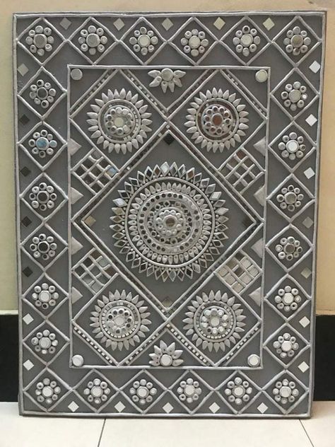 Lippan Art Rectangle Shape, Lipon Work, Lippan Painting, Lippan Mirror, Mirror Mandala, تاج محل, Lipan Art, Mud Art, Painted Mirror Art